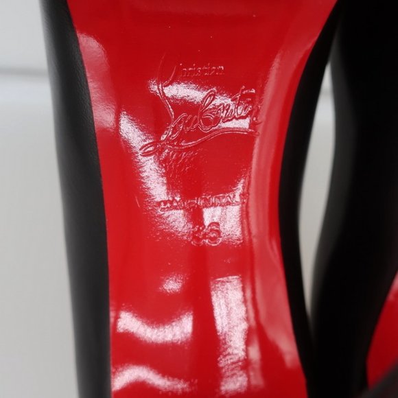 CHRISTIAN LOUBOUTIN ELOISE 100 PUMPS BLACK LEATHER SIZE 36 ALMOND TOE HEELS - Picture 11 of 11